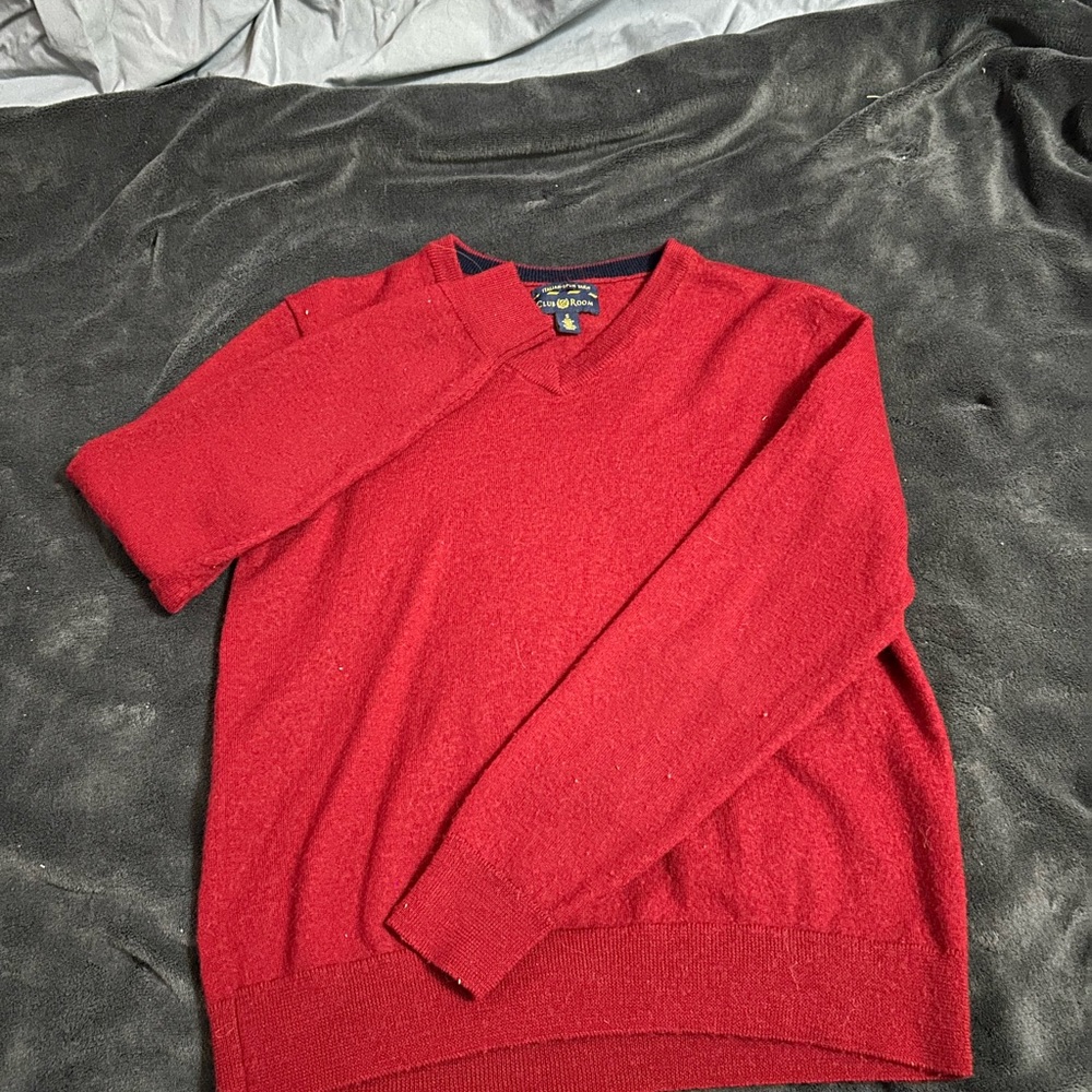Club Room Men's V-Neck Sweater in Rich Red
